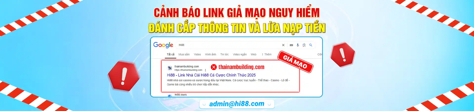 Hi88 cảnh báo link giả mạo